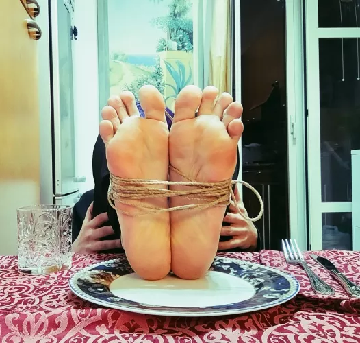 Lunch Is Served! Nothing better than two big smelly feet full of oil to lick all over (DM for More)