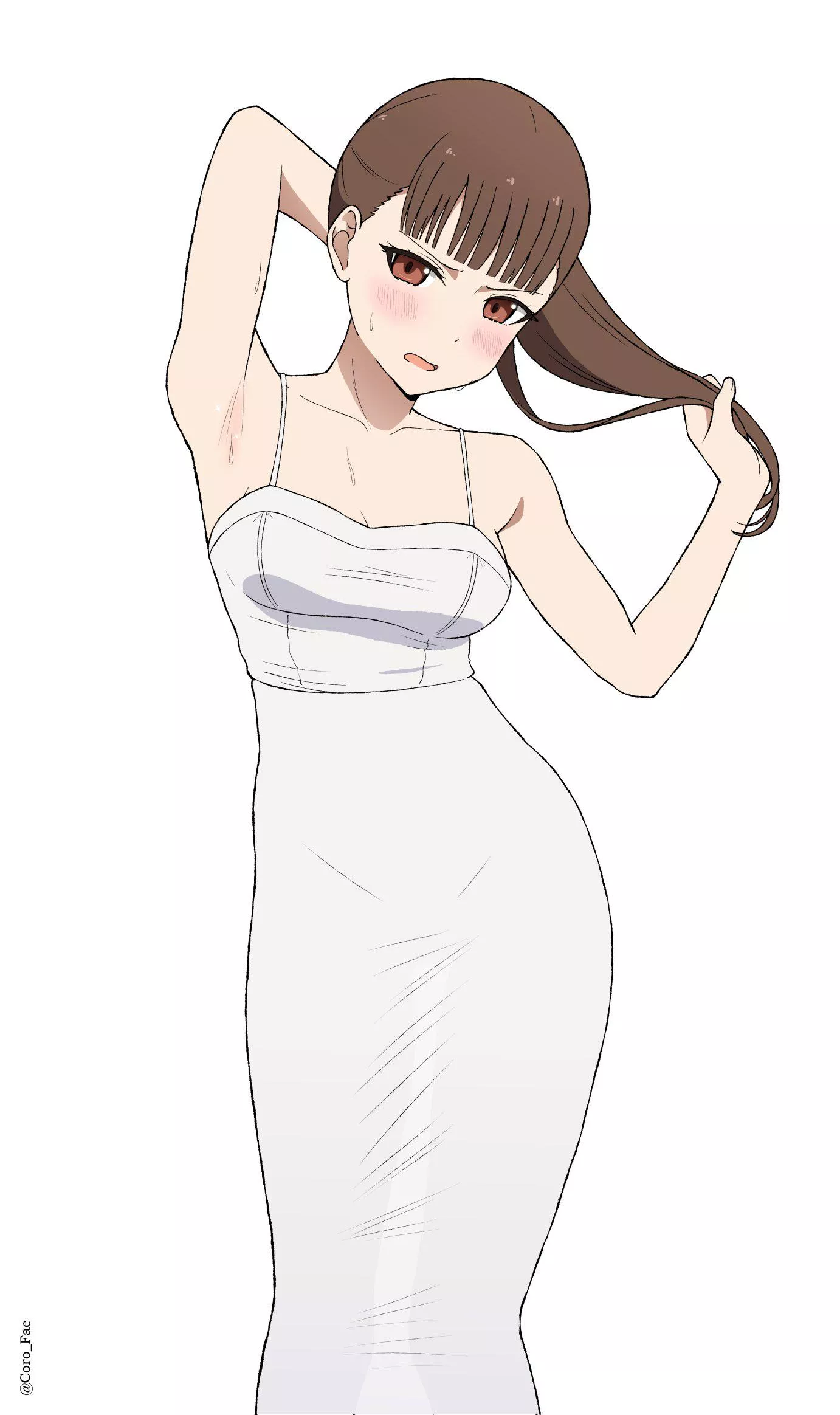 Miko Blushing While Wearing Her Skin Tight Dress