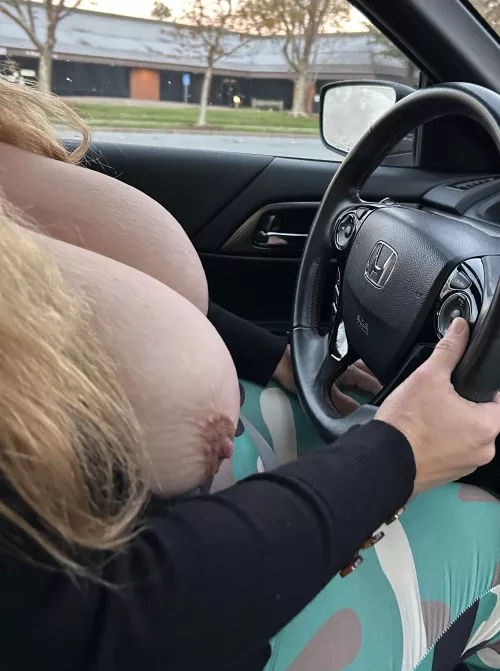 Morning topless car ride. So many people out for today! 