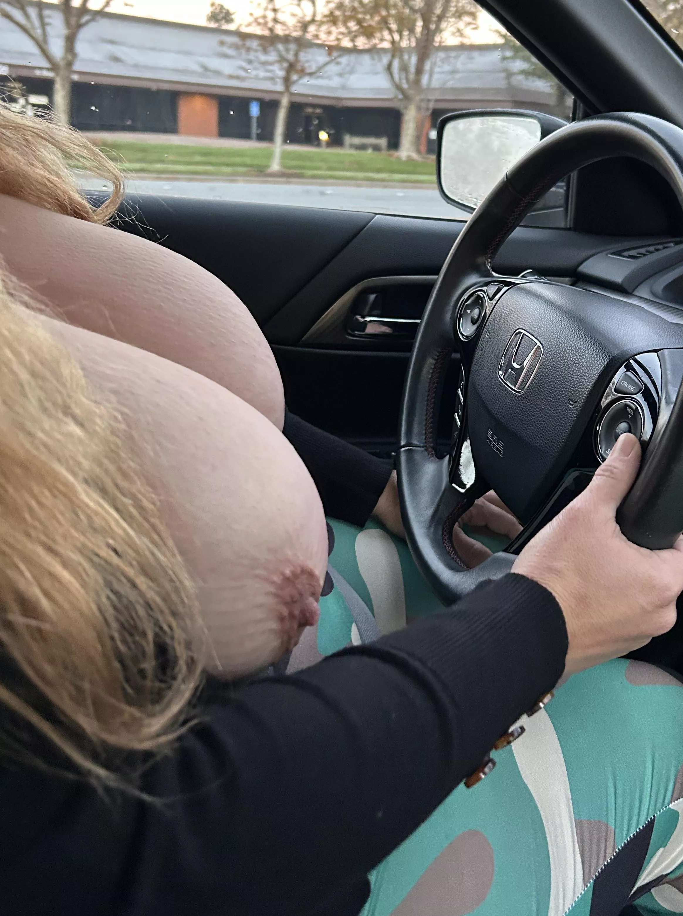 Morning topless car ride. So many people out for today! 