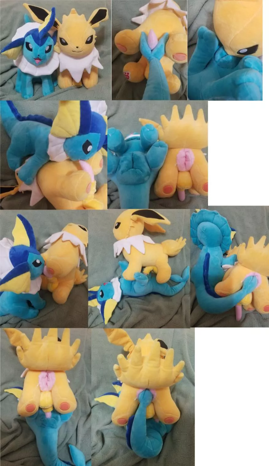 NSFW female Vaporeon x male Jolteon feral Pokemon eeveelutions, both are available 