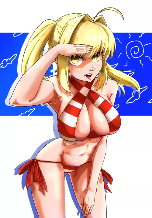 [OC] UMU! Nero Claudius in her glorious Summer Outfit! (Fate Series) [TW: @lacerdatheeweeb]