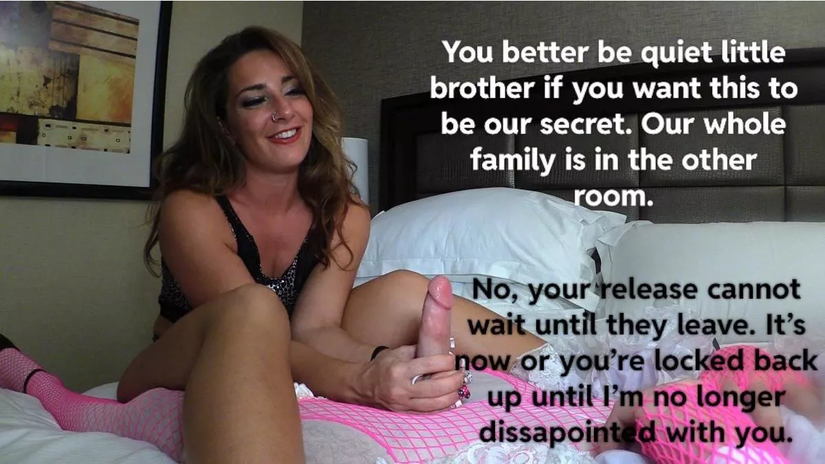 She always knew you stared at her so she decided to get her payback by locking you up in your sleep. Now you have to beg your sister to let you orgasm while dressing like a sissy