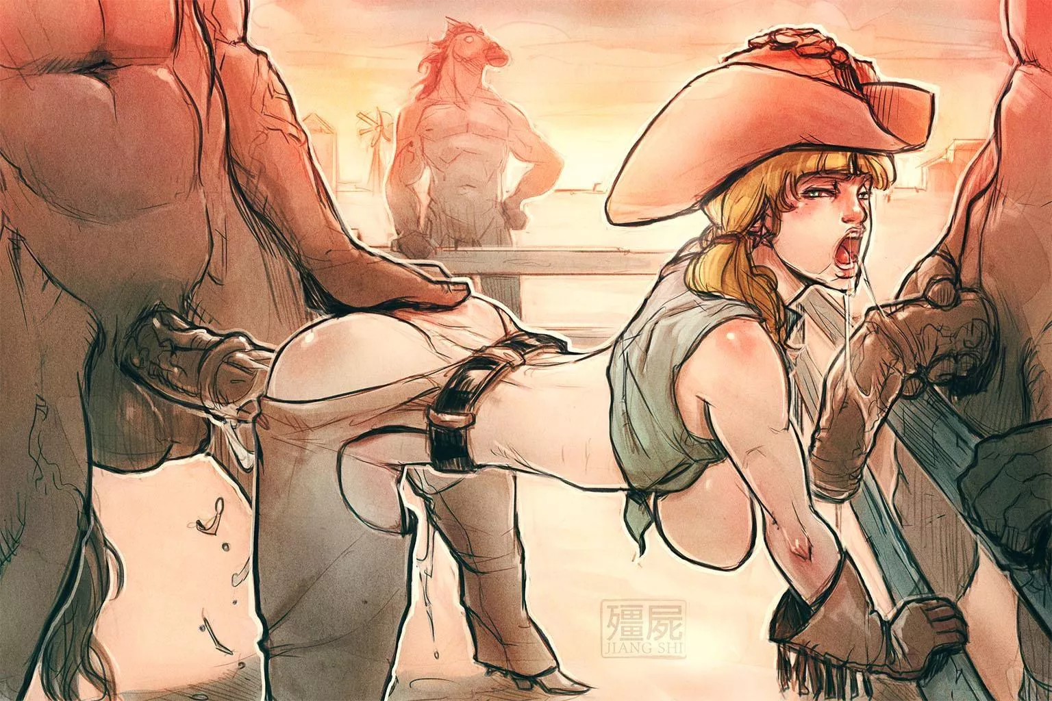 Sometimes those pent up stallions just use a horse girl as they please~ [MFM] (Jiangshi)