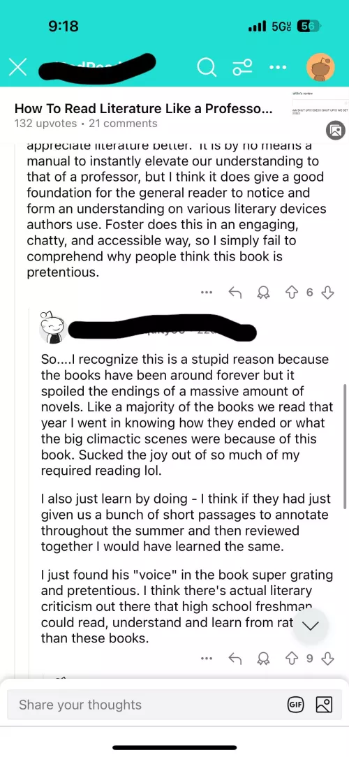 Spoiler alert! Guy is mad because a book about how to read books gives away the ending of books that were written 100 years ago 