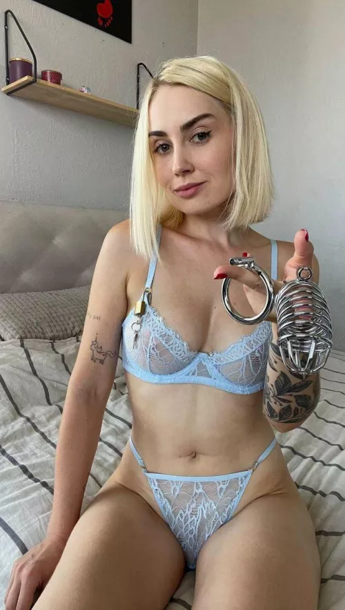 The cage in my hand is your new reality, locked up, teased, and completely under my control, Isn’t it perfect?
