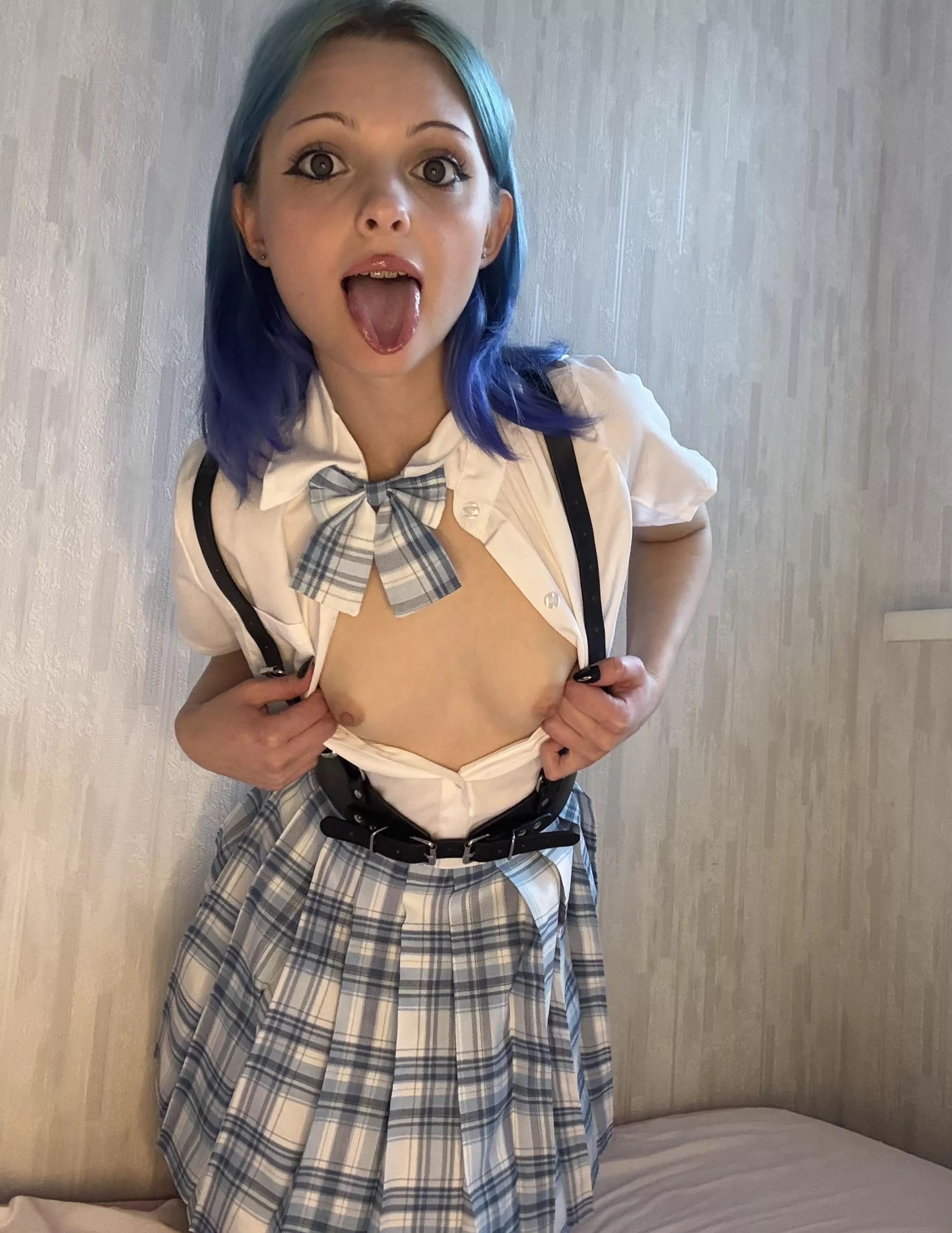 The plaid skirt looks perfect