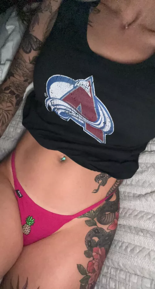 Watching the game in my panties🏒 Go Avs Go 