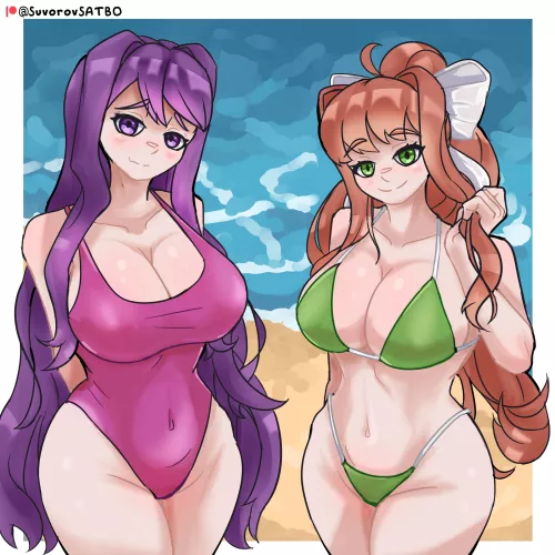 Yuri and Monika swimsuit by (SuvorovSATBO)