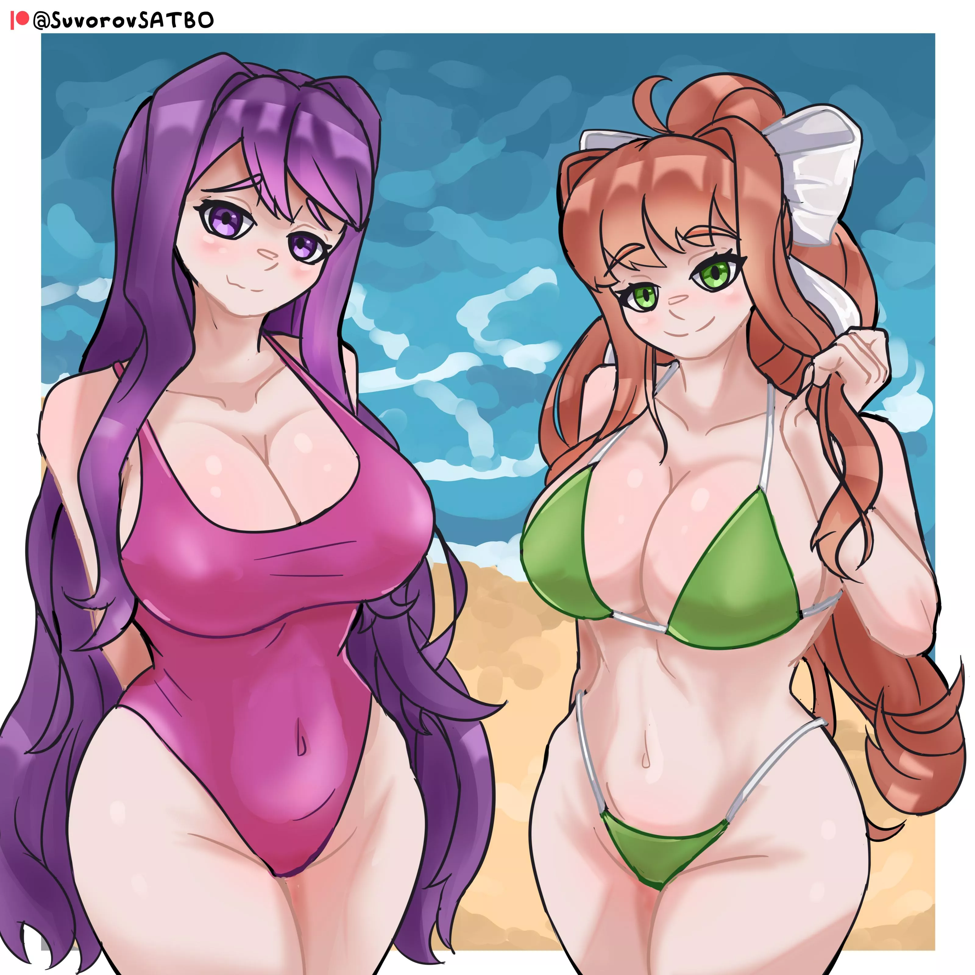 Yuri and Monika swimsuit by (SuvorovSATBO)