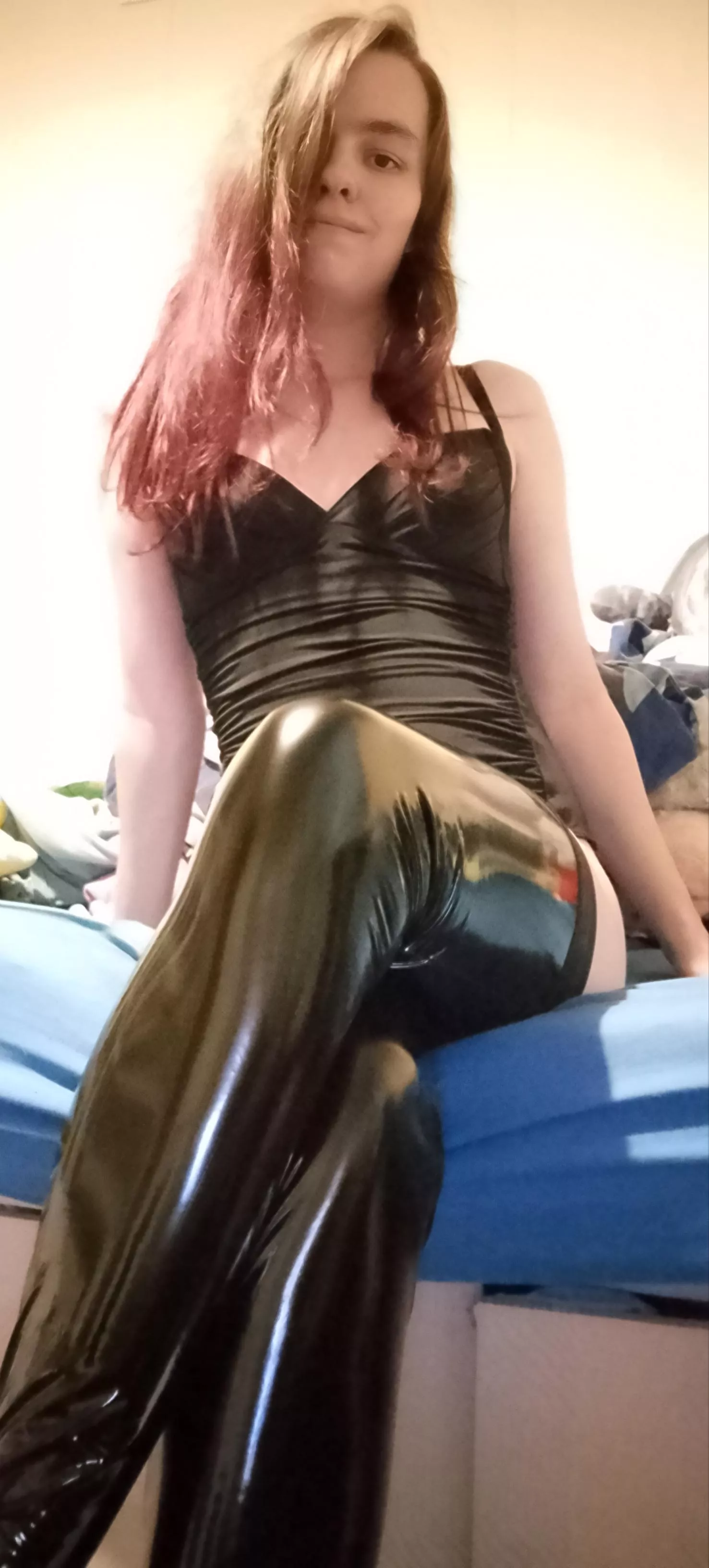 Black swimsuit with thigh highs >:3