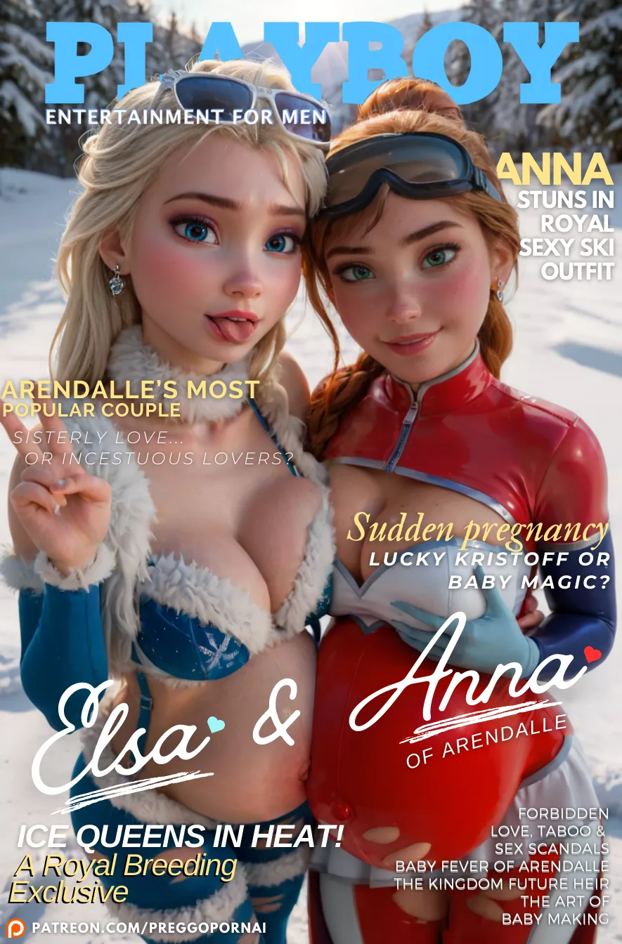 [Commission] Playboy Magazine #69: Anna and Elsa exclusive interview!