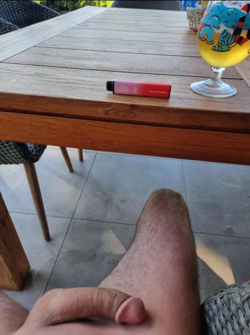 Enjoying a beer outside