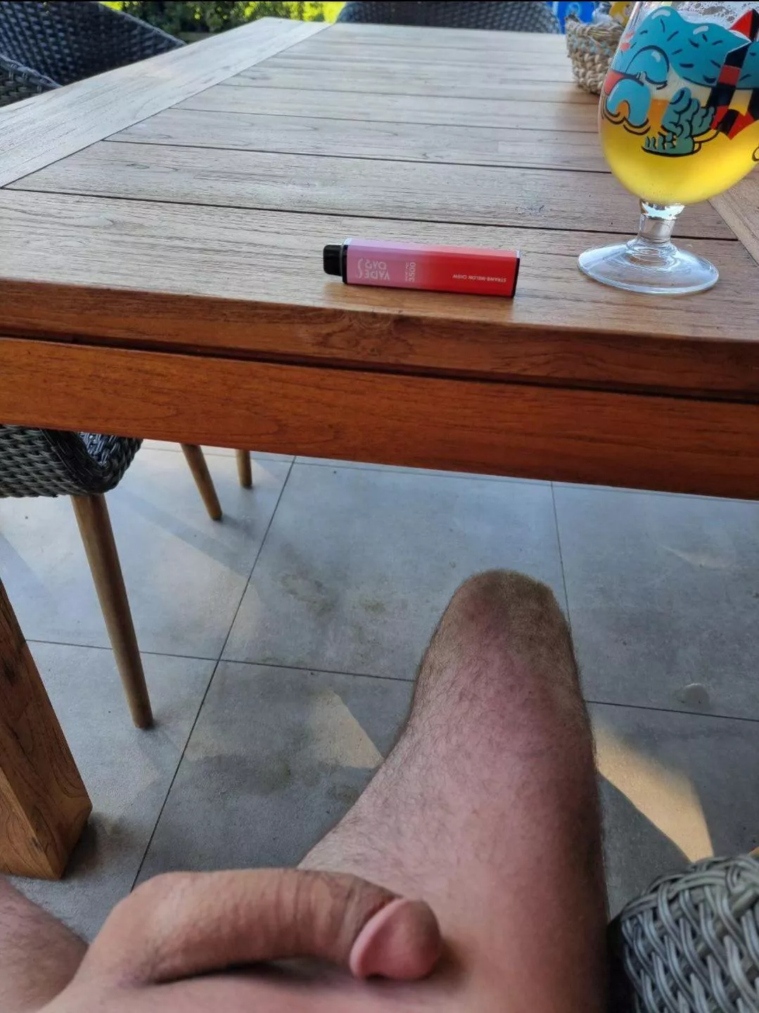 Enjoying a beer outside