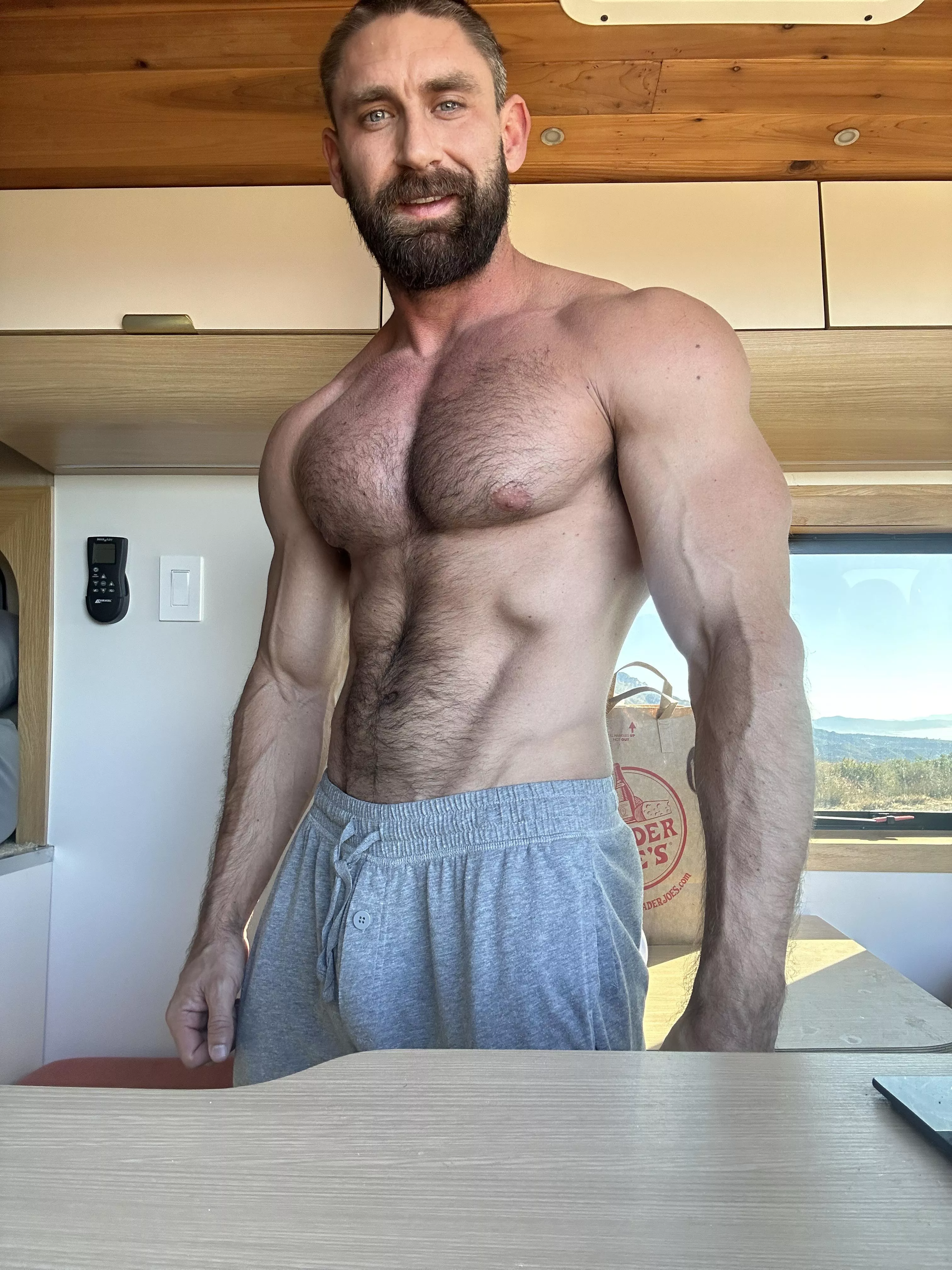 Hairy dad pecs