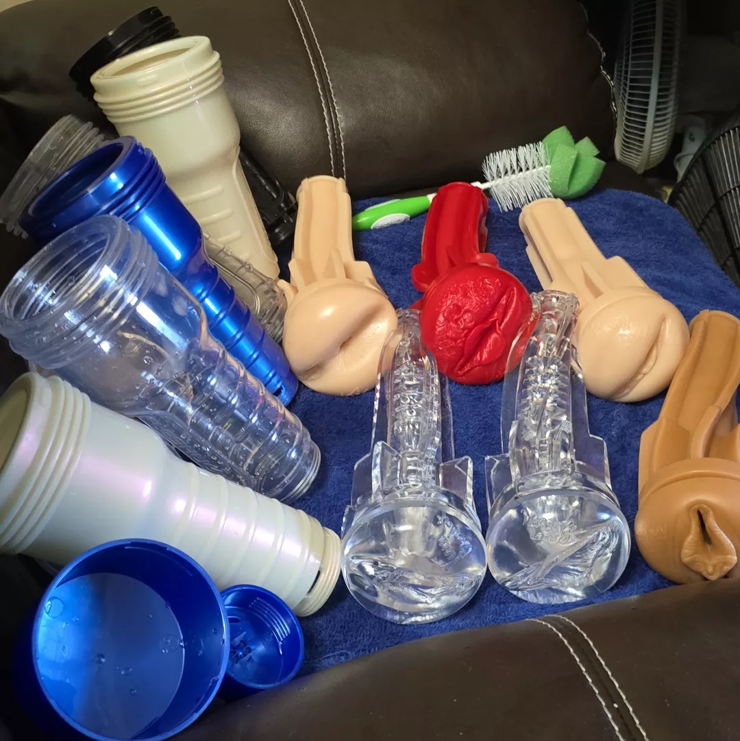 Just finished cleaning my Fleshlights had to do a thorough clean of them all cause I did get a little crazy and used them all lol but it was fun and cleaning them isn't hard just takes time when you have to clean 6 at once