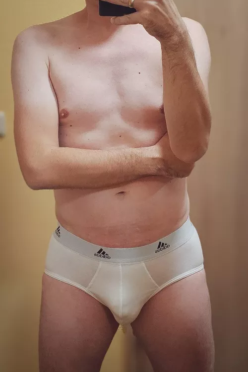 My beloved Adidas whitie. Revealing a lot without showing too much.