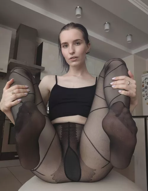 Pale girl with neon tights