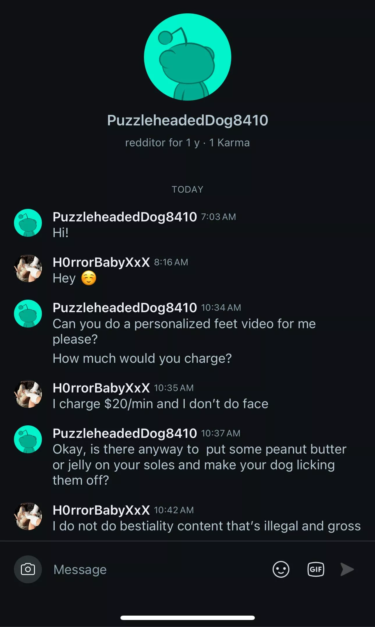Puzzleheadeddog8410 looking for bestiality content 🤢🤢🤢 idk what category to put but ew wtf