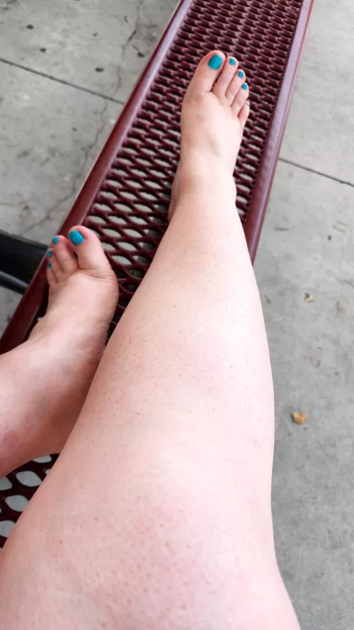Sitting at a park bench, feet and toes on display, what would you do if you saw me?