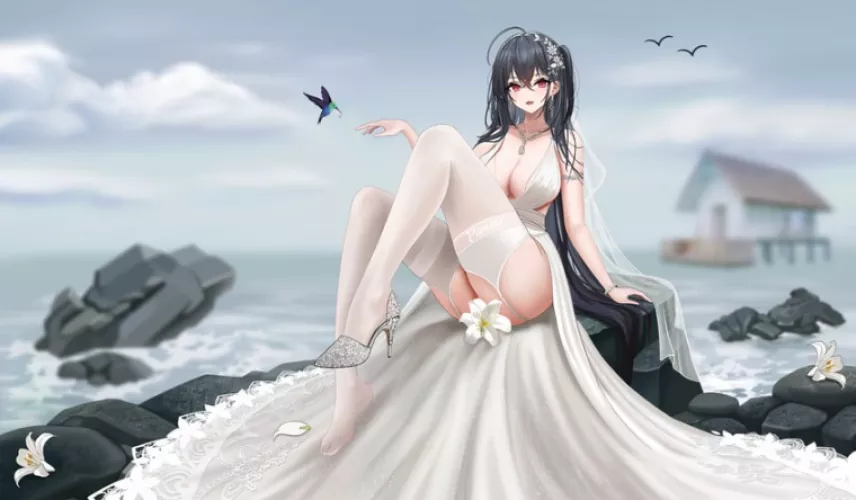 slaying that wedding gown on the beach sassy!