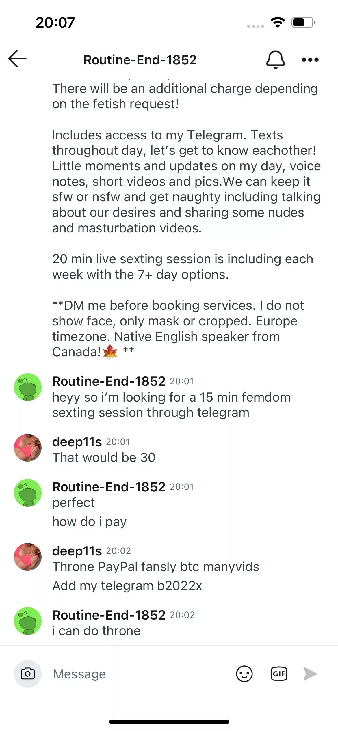 u/Routine-End-1852 ghosted before payment deleting telegram chat 