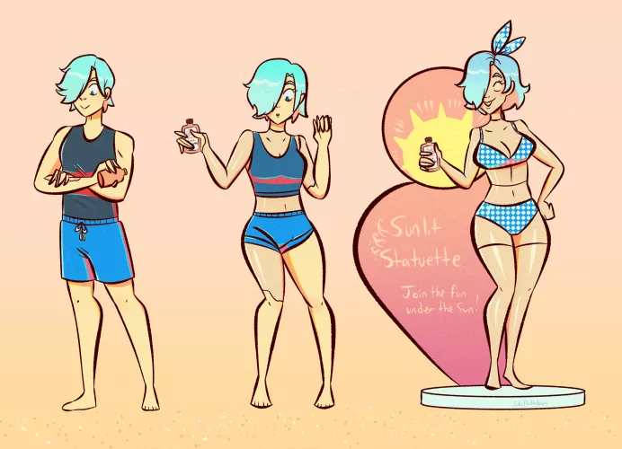 [Inanimate] Sunlit Statuette Sun Lotion by InkyFluffsDraws