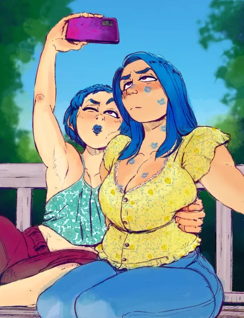 Mother and daughter take a selfie [Artist OCs] (julesartstash)