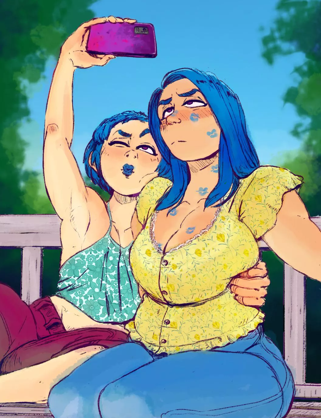 Mother and daughter take a selfie [Artist OCs] (julesartstash)
