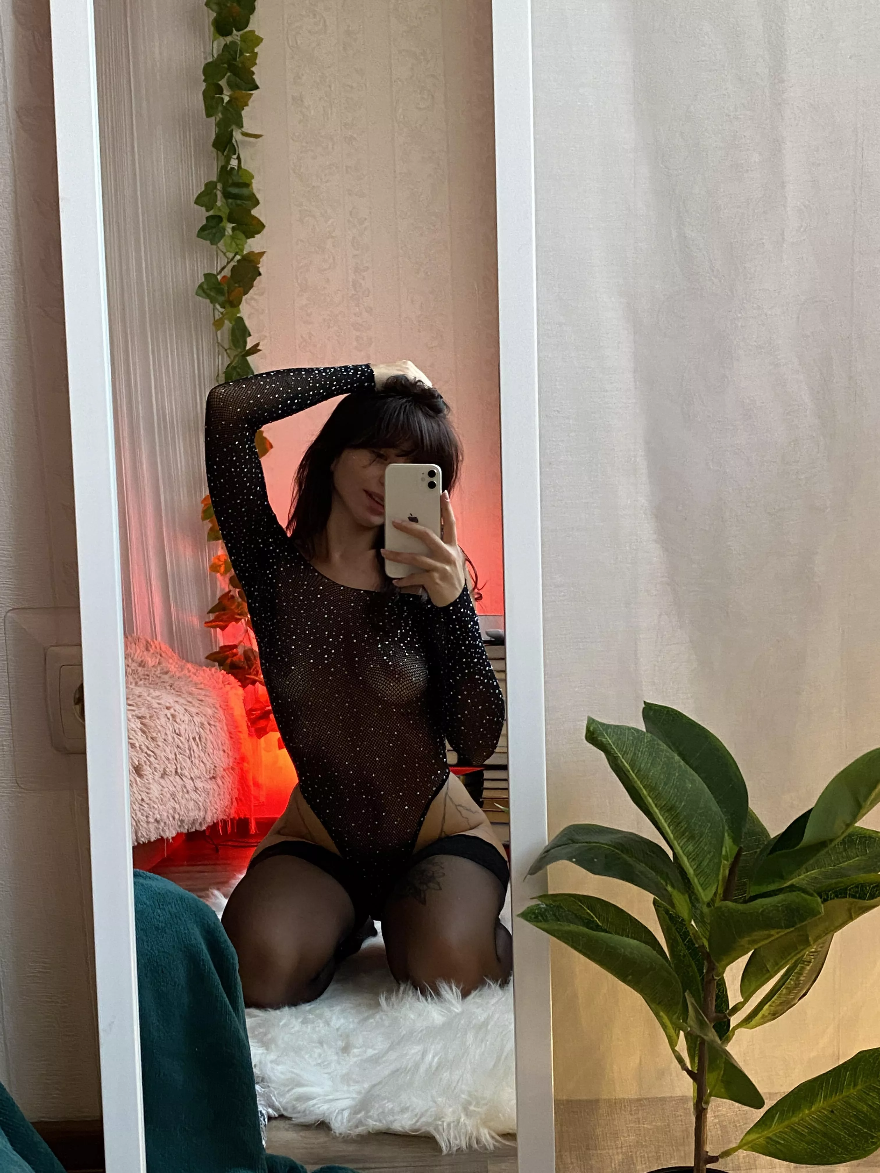 this shiny bodysuit makes my body so beautiful