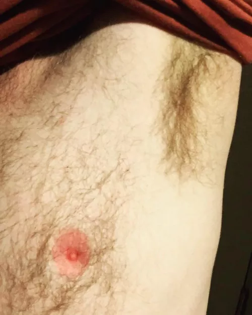 Untrimmed pit and chest hair