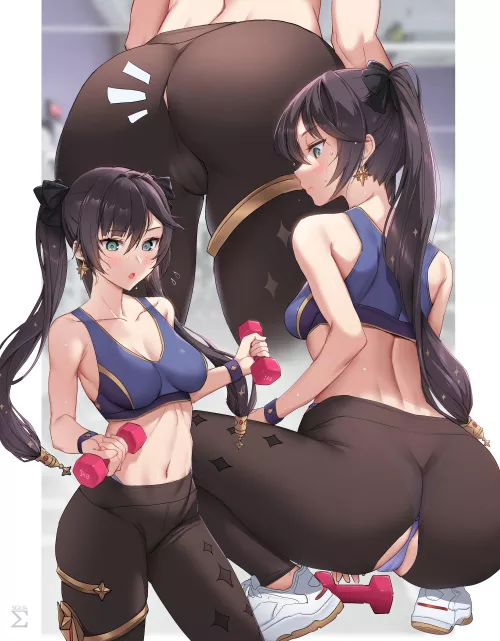 Mona has an accident at the gym (sigma 2018) [Genshin Impact]