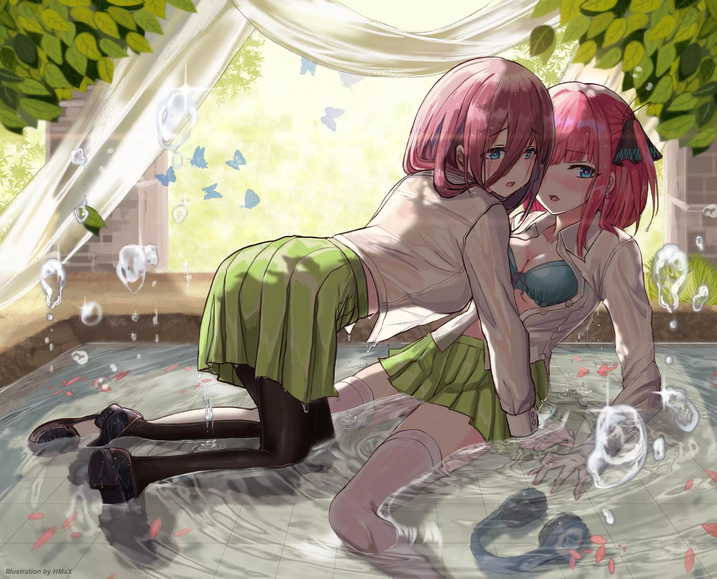 Nino and Miku got wet [The Quintessential Quintuplets] (Hmax)