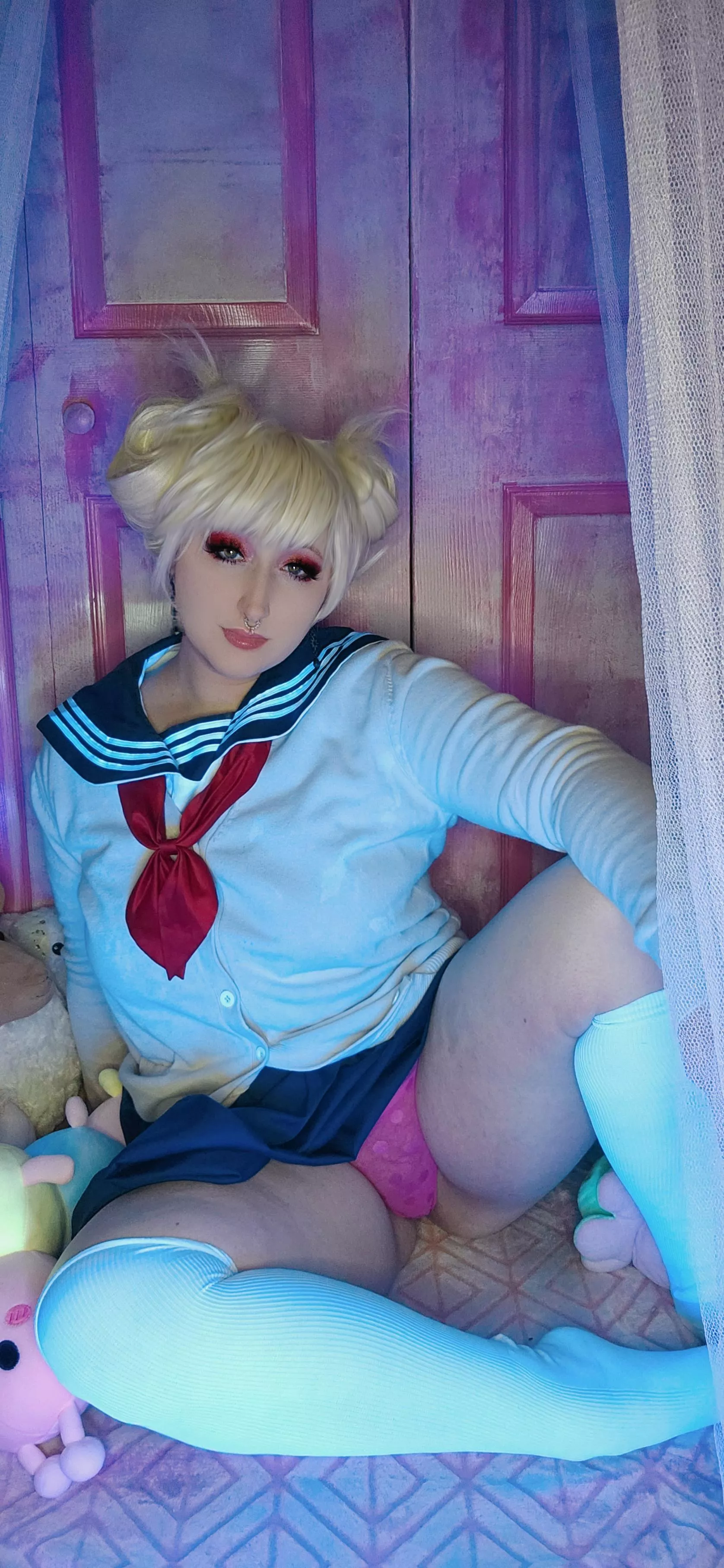 Pretty pink panties hidden underneath 