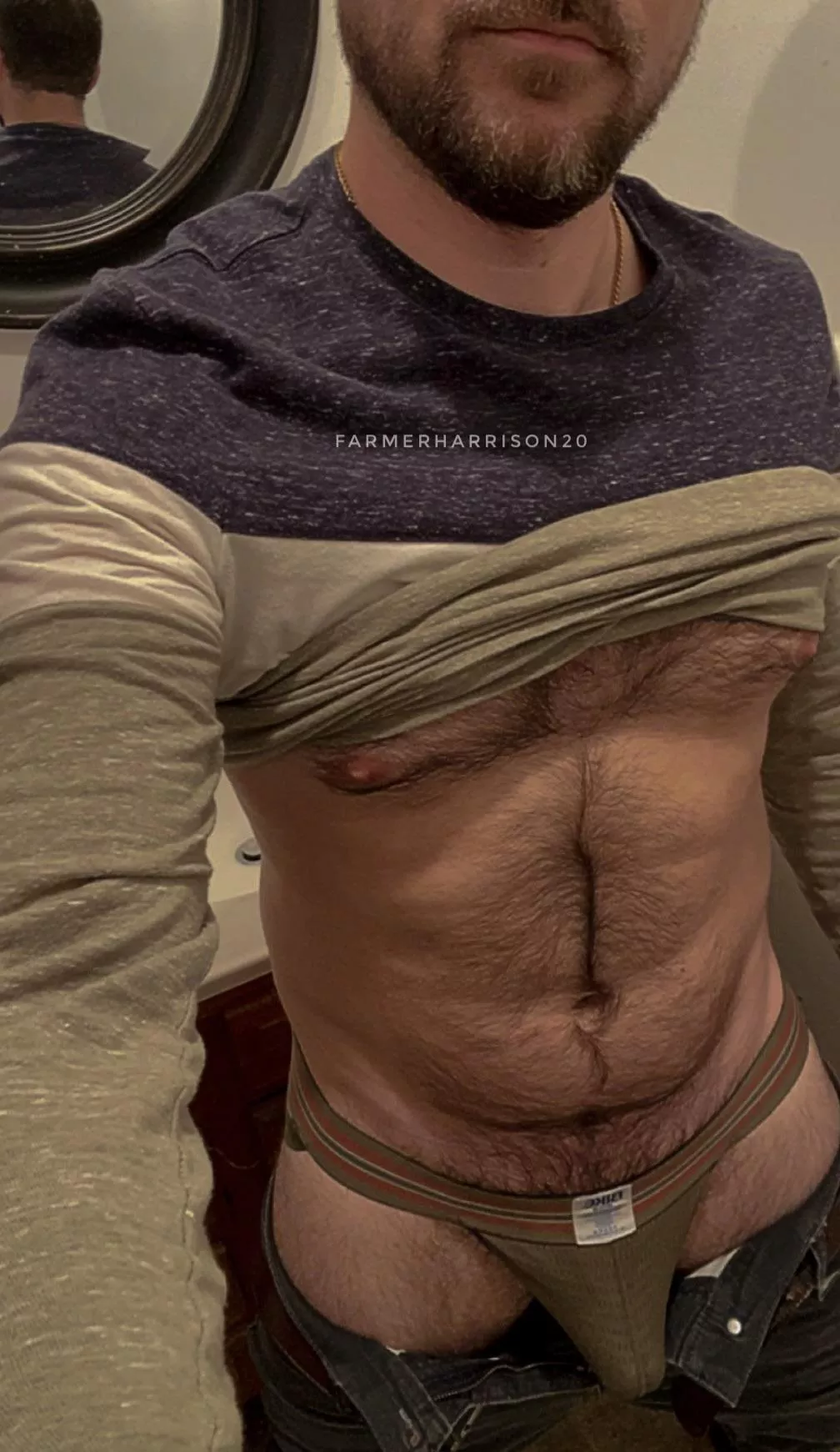 The smell of cologne and a big hairy dick in a jockstrap all day