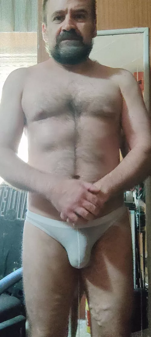 White brief transparent bulge