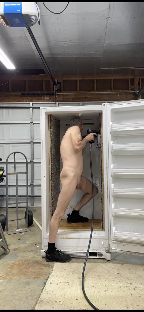 Working in the garage.