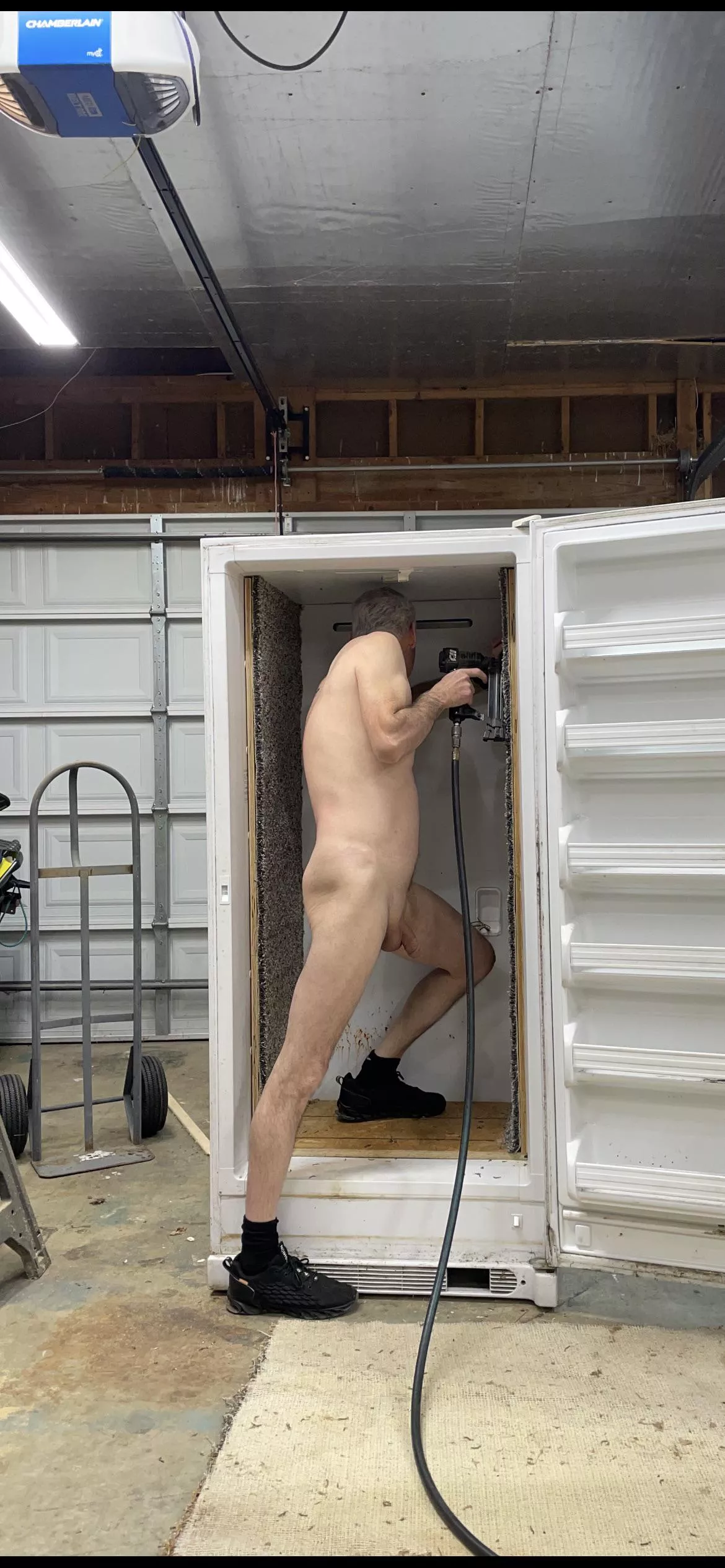 Working in the garage.