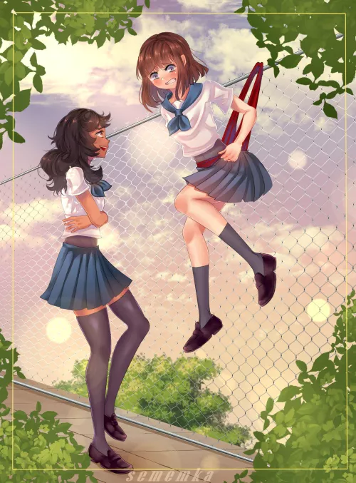 Airi was so embarrassed that she got stuck on the fence like this (semenka)