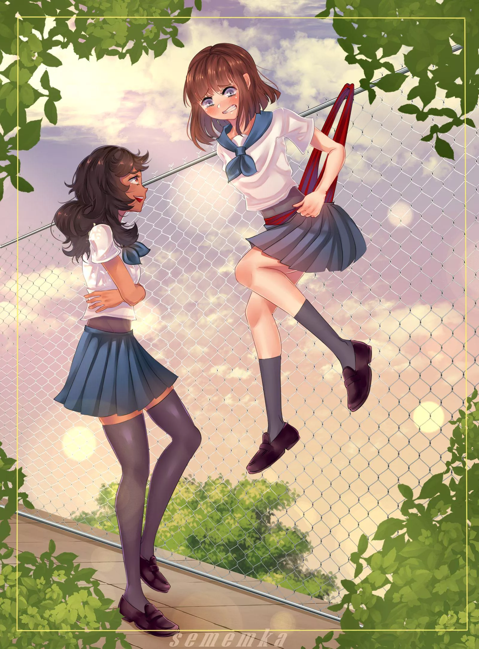 Airi was so embarrassed that she got stuck on the fence like this (semenka)