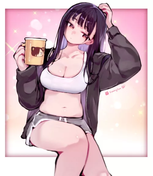 Anna Yamada Enjoying Her Coffee 