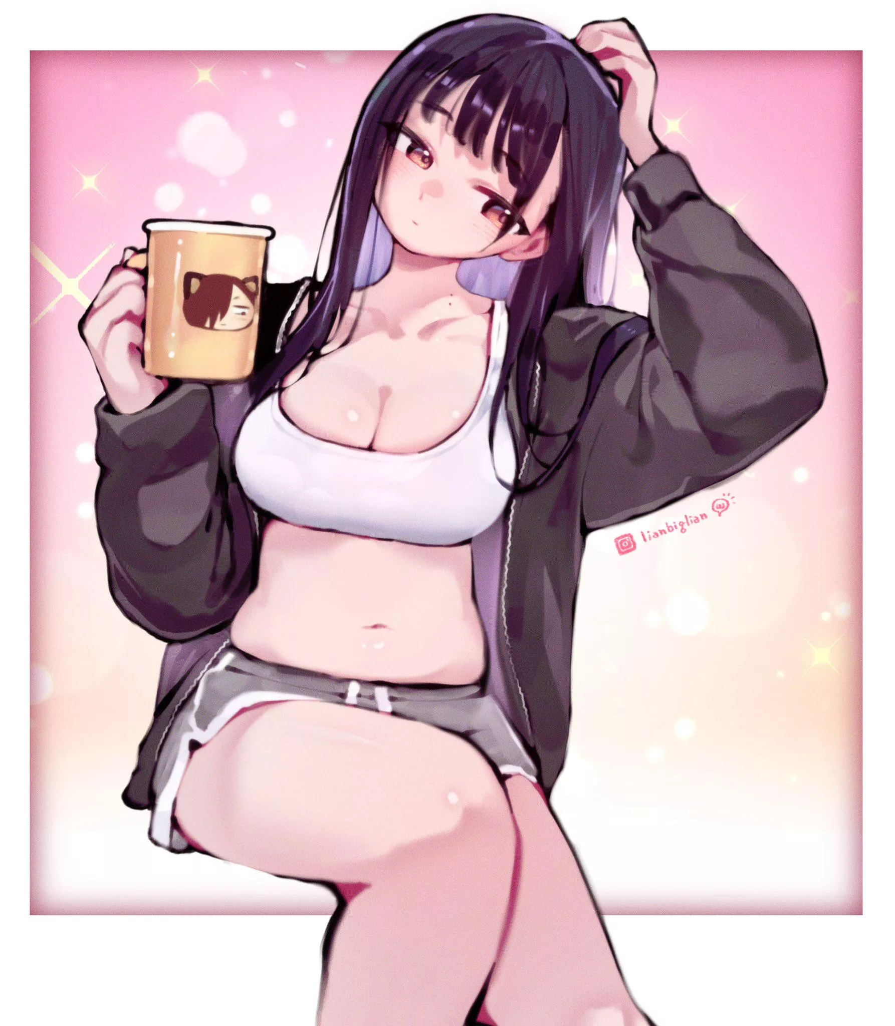 Anna Yamada Enjoying Her Coffee 