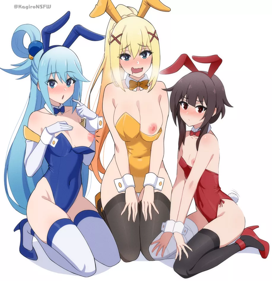 Aqua, Darkness And megumin (@KagiroNSFW)