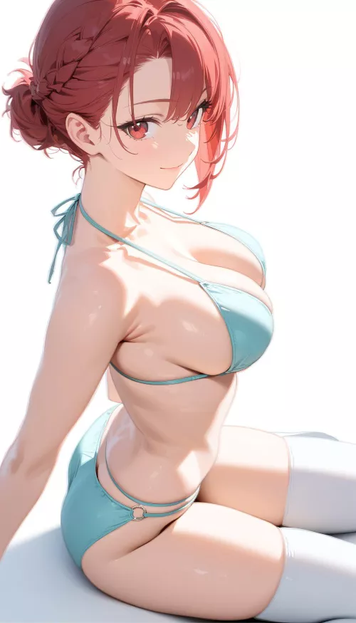 Blue Bikini/White Thigh-Highs 