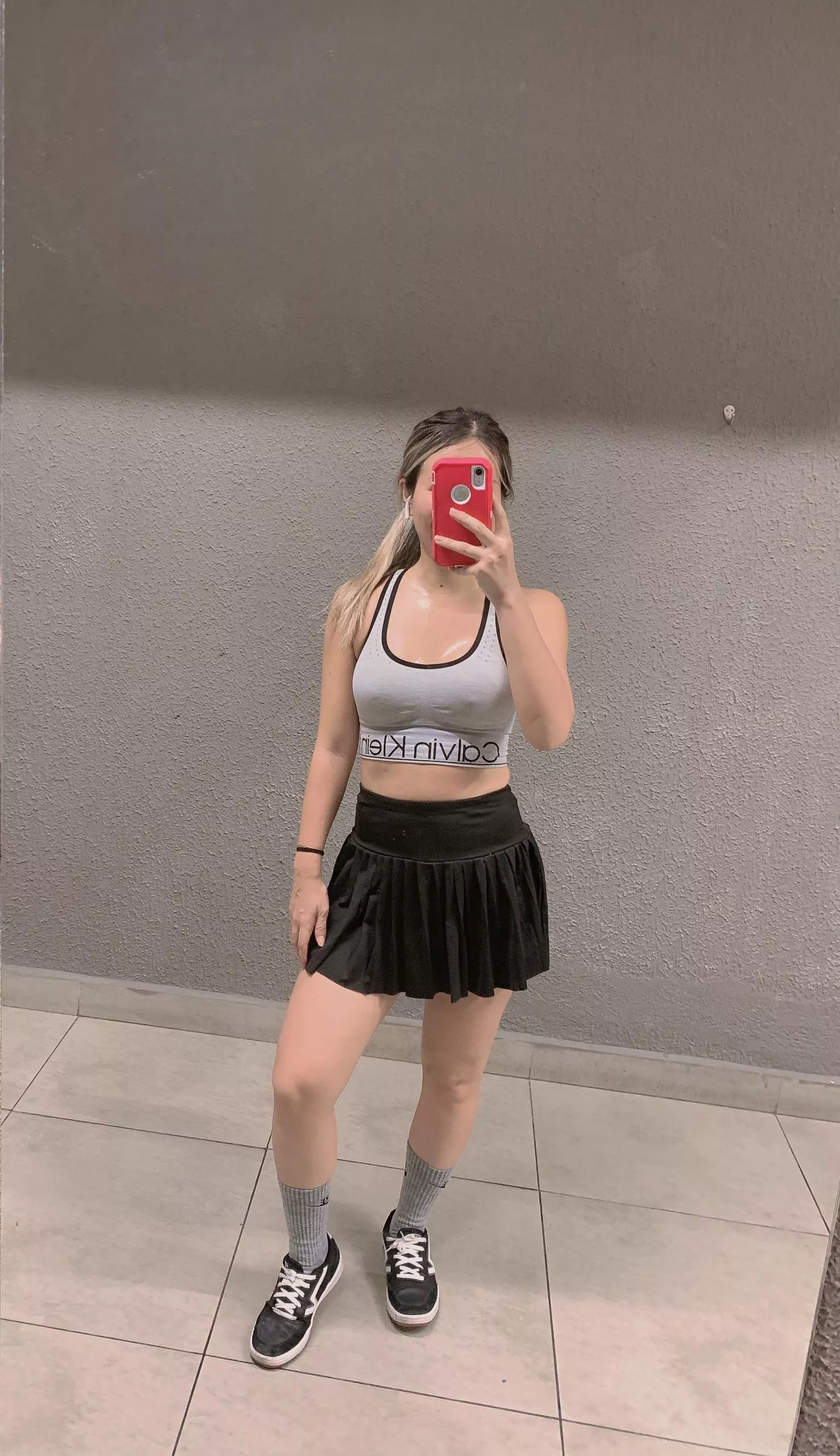 Calvin Klein top at gym, sorry so sweaty 