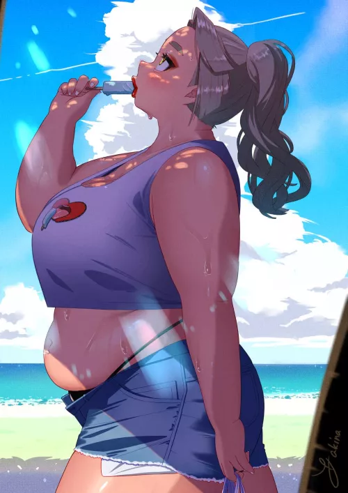 Chubby gyaru at the beach (Akina BBW)