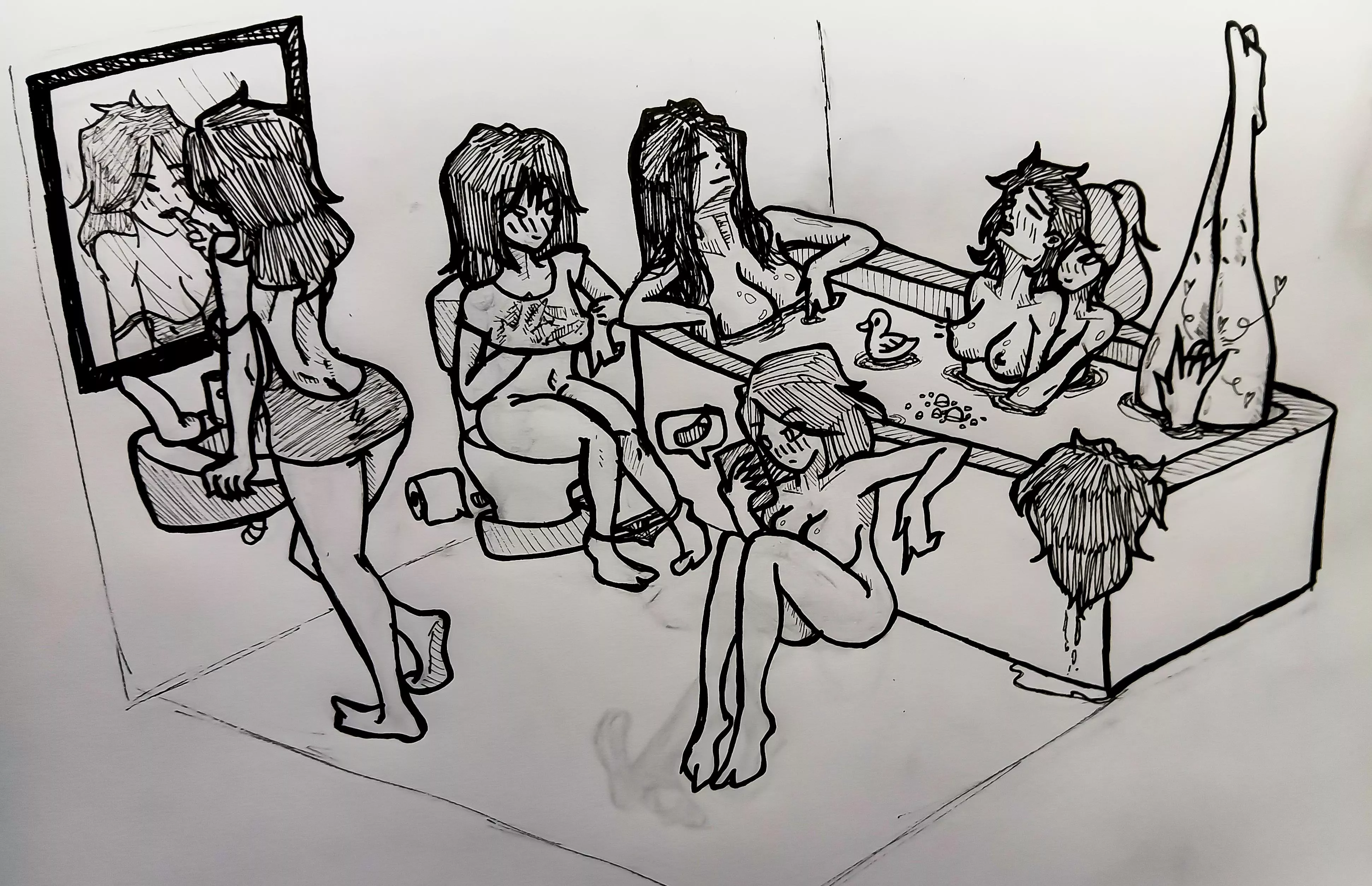 Crowded bathroom by me