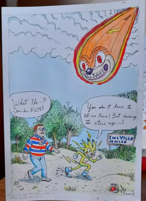 During the Stone Age, watercolor