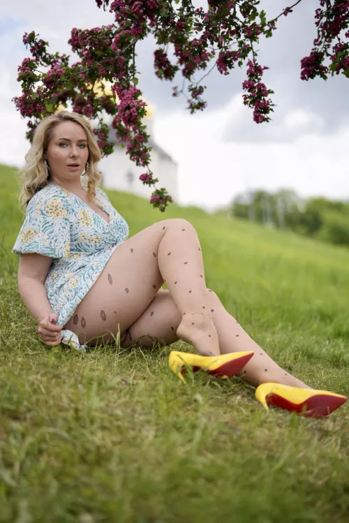 enjoying a beautiful day in sexy pantyhose 