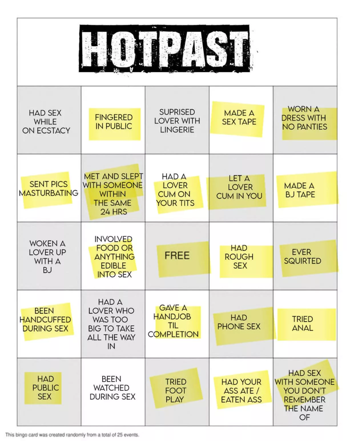 Had my wife fill out a bingo board